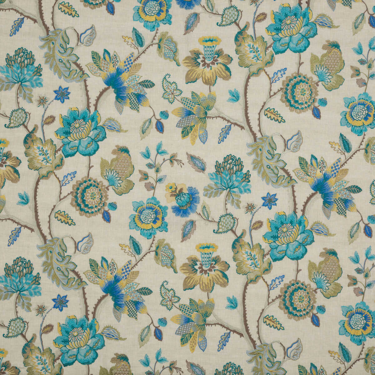 Dryden - Teal/Gilt - G P & J BAKER Fabric