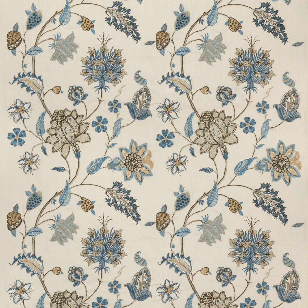 Baker'S Indienne Embroidery - Soft Blue - G P & J Baker Fabric