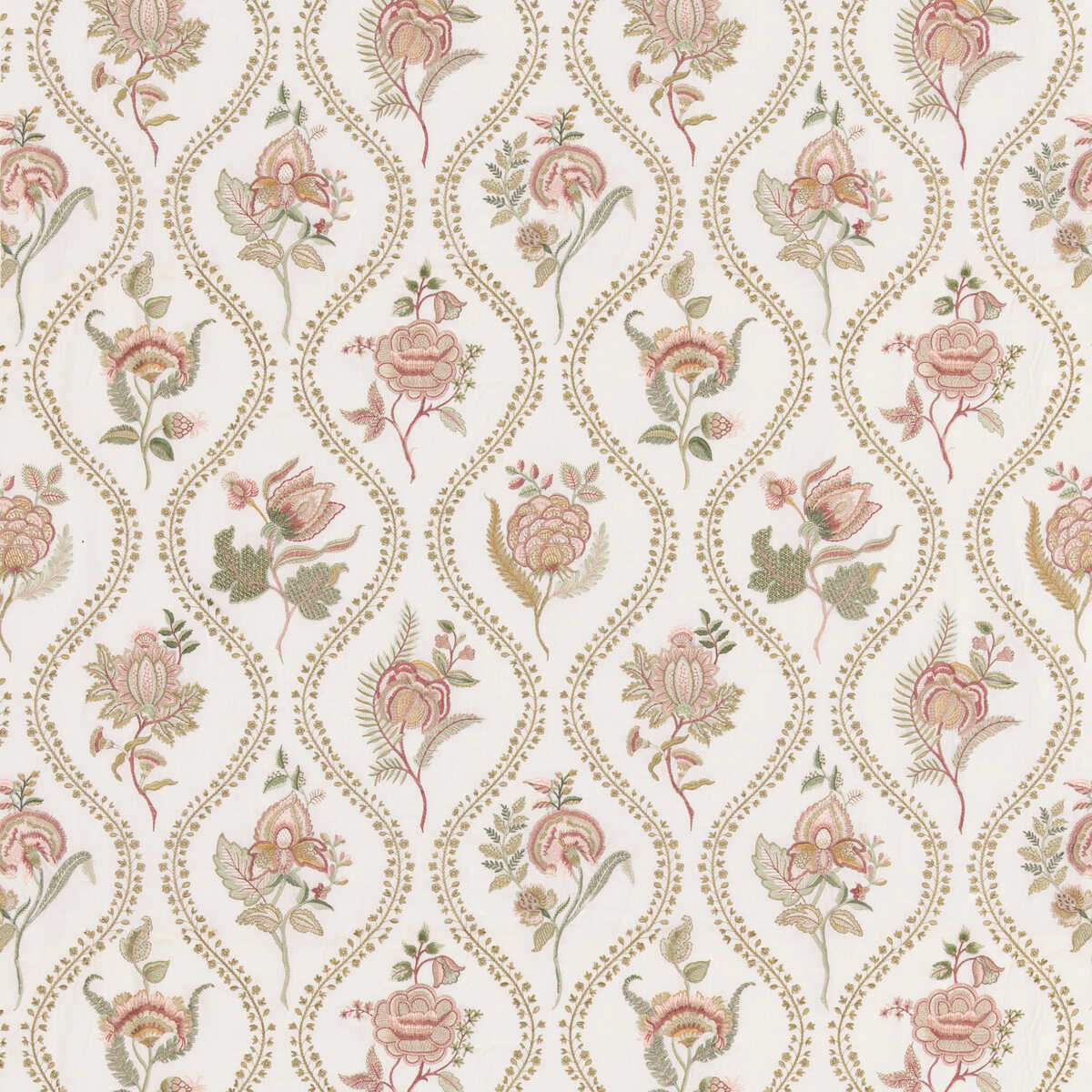 Burford Embroidery - Rose/Cream - G P & J BAKER Fabric