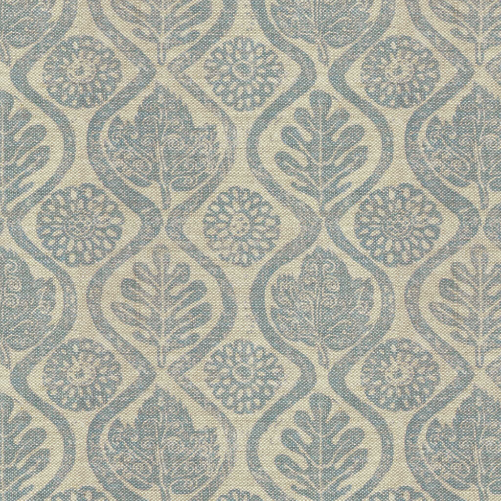 Oakleaves - Blue/Oatmeal - LEE JOFA Fabric