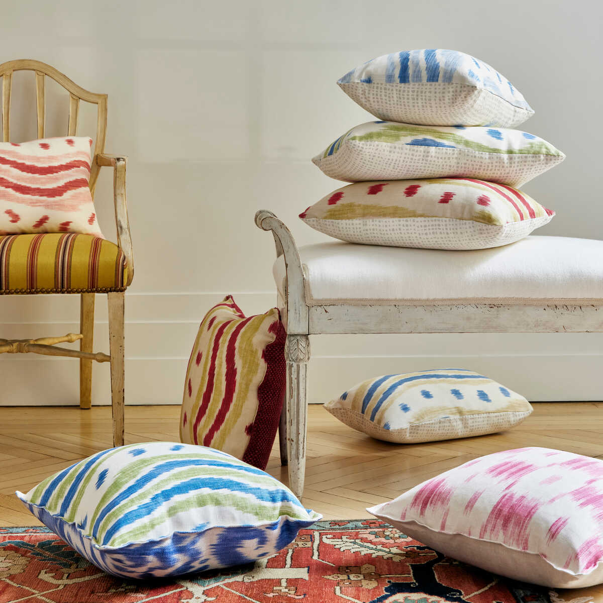 Ikat Stripe - Blue/Yellow - LEE JOFA Fabric