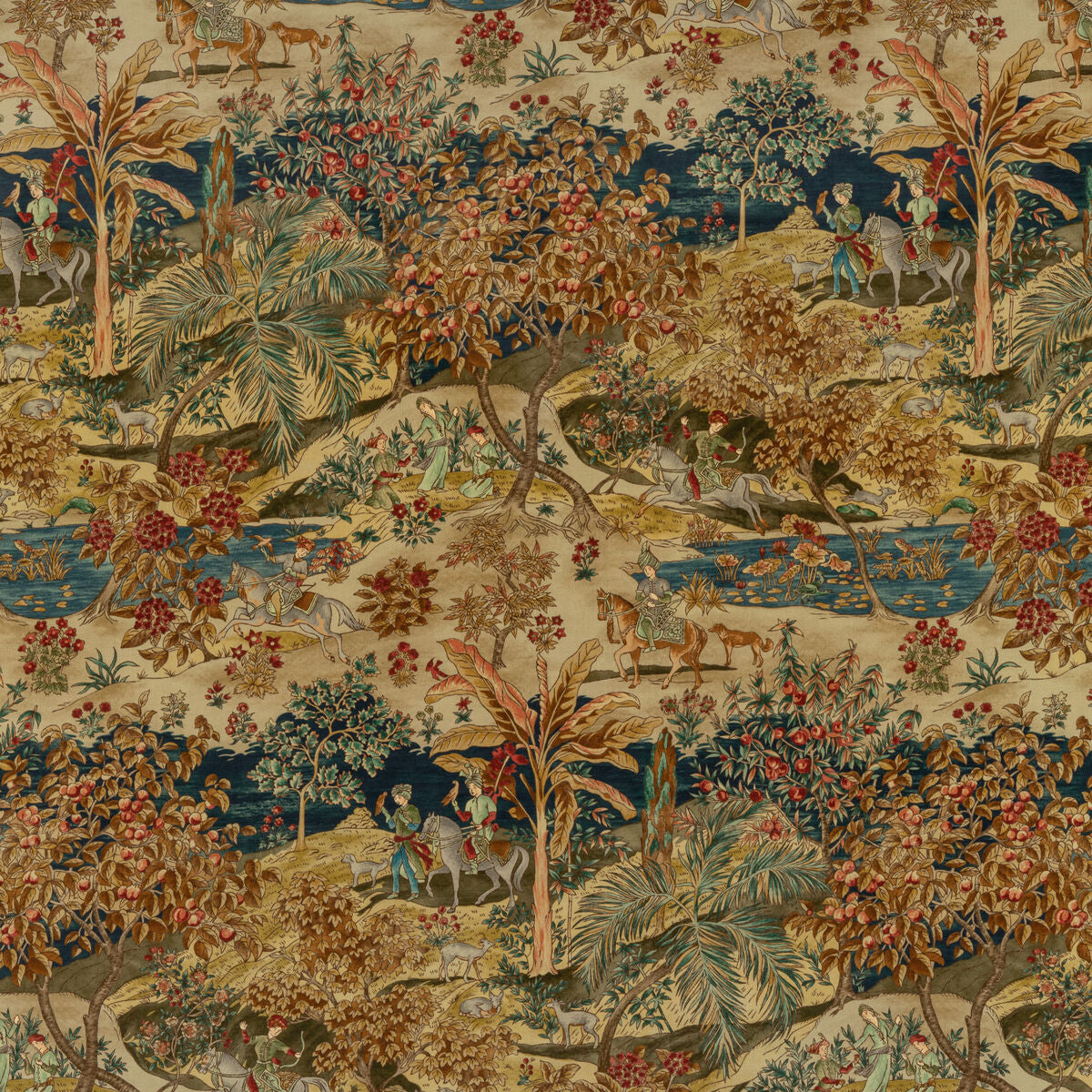 Ramayana Velvet - Indigo/Red - G P & J Baker Fabric