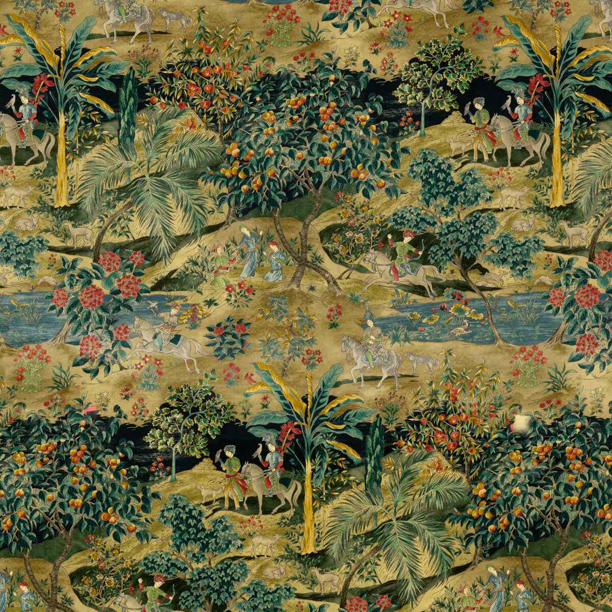Bp1083220 Ramayana Velvet Emerald Sand G P J Baker Fabric - G P & J BAKER Fabric