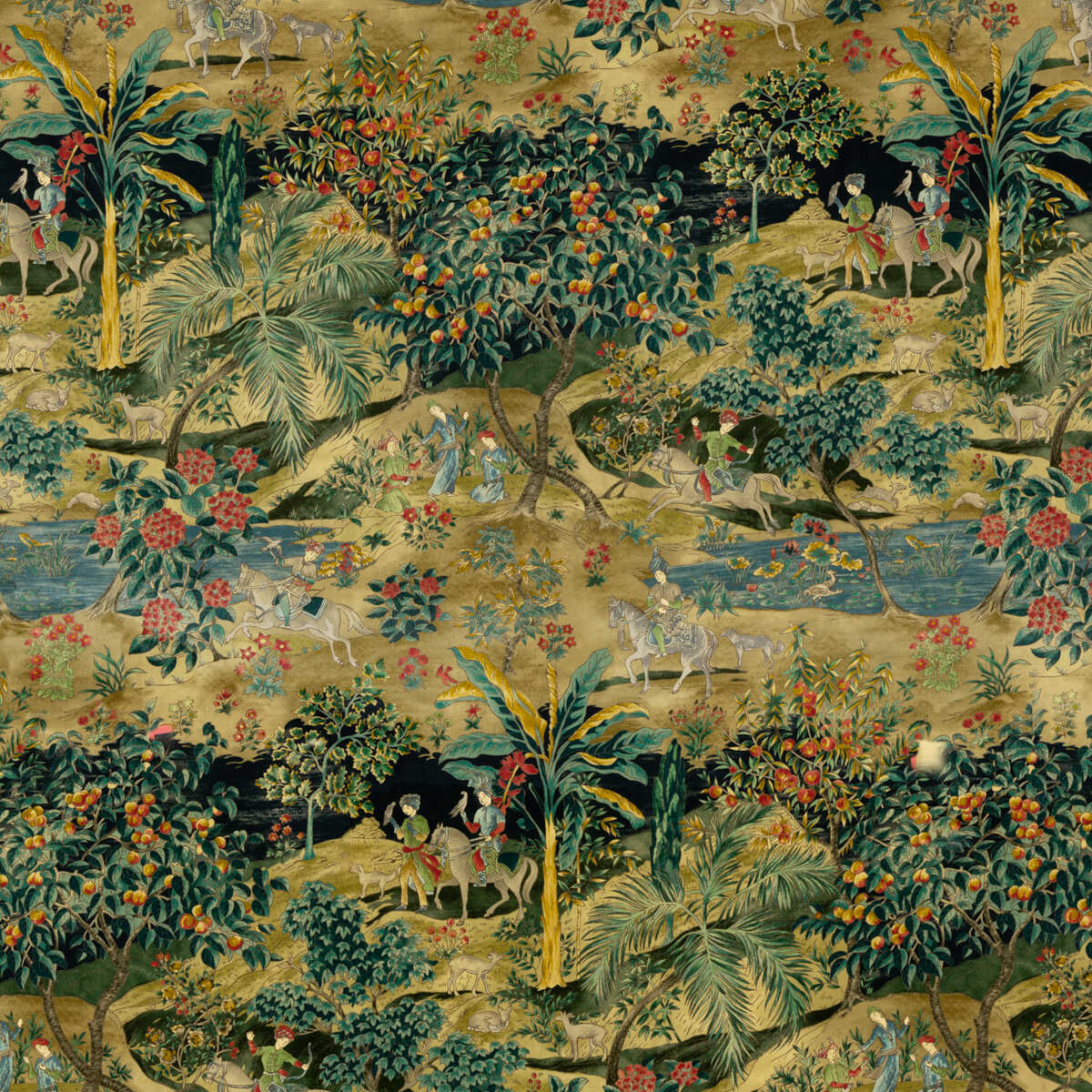 Ramayana Velvet - Emerald/Sand - G P & J BAKER Fabric