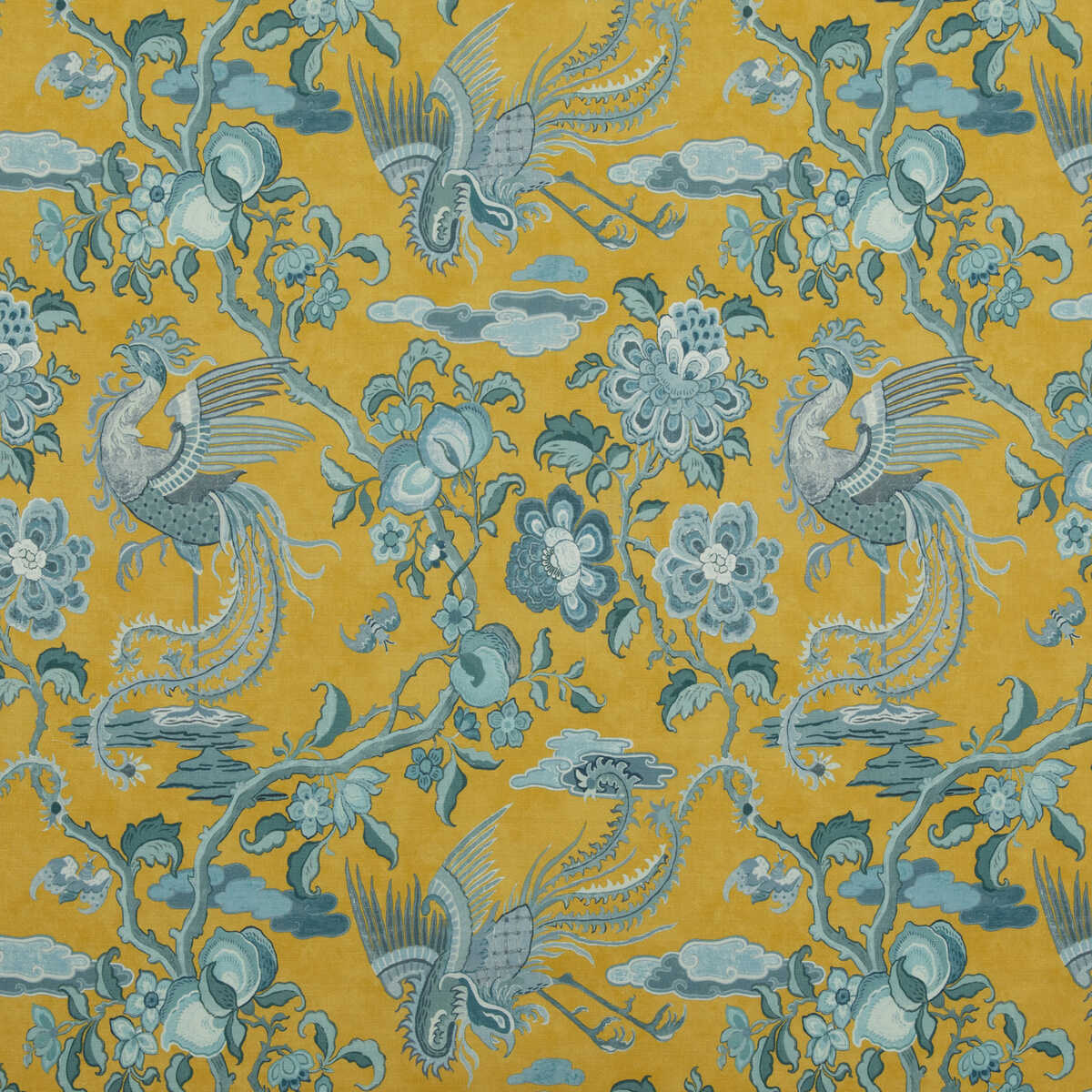 Chifu - Ochre/Blue - G P & J BAKER Fabric