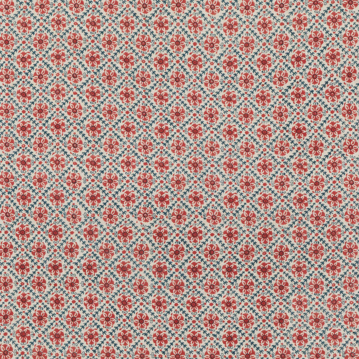 Camden Trellis - Red/ Blue - G P & J BAKER Fabric