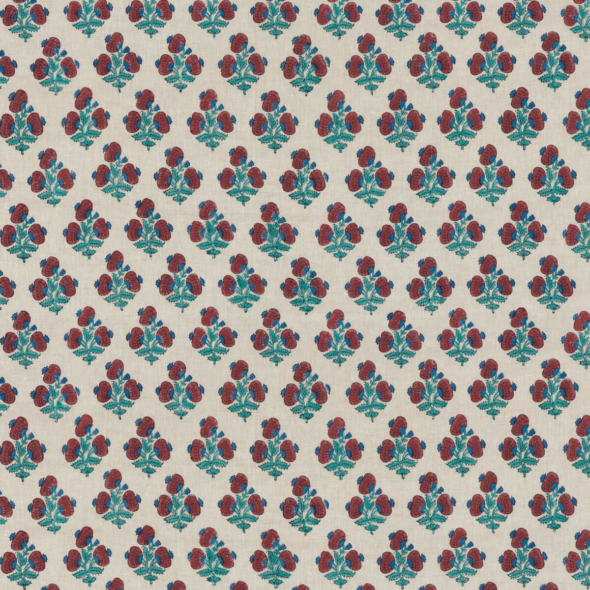 Jaipur Poppy - Red/Blue - G P & J BAKER Fabric