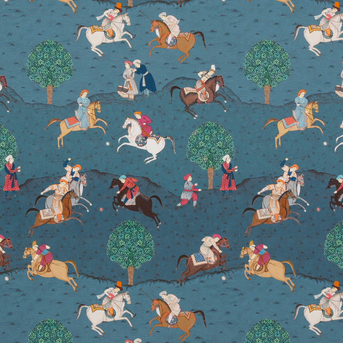 Caspian - Indigo/Red - G P & J BAKER Fabric