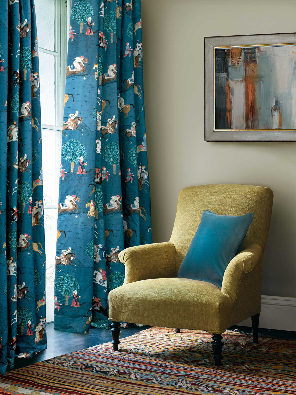 Caspian - Indigo/Red - G P & J BAKER Fabric