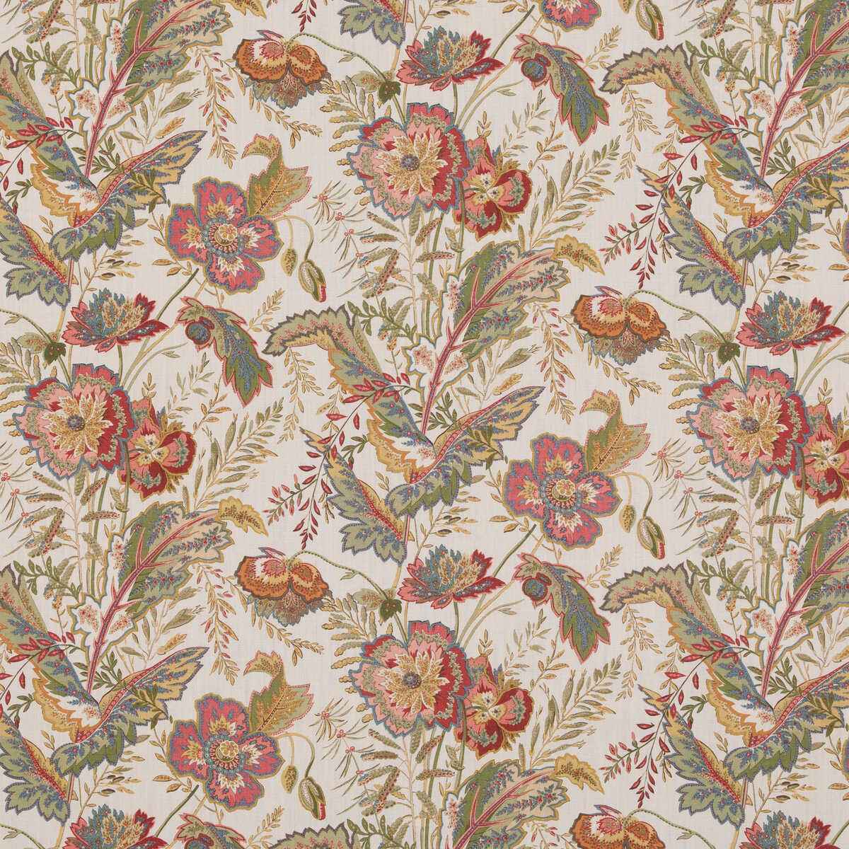 Bp1093820 Indienne Flower Emerald Red G P J Baker Fabric