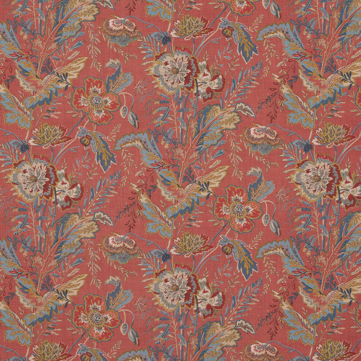 Indienne Flower - Red - G P & J BAKER Fabric