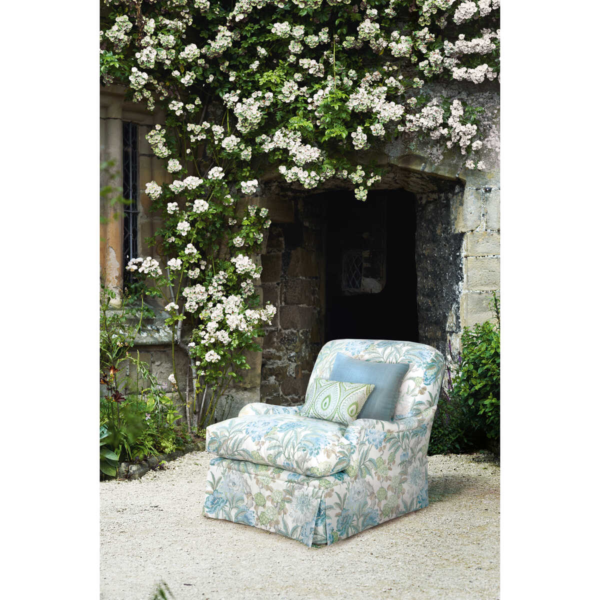 Summer Peony - Aqua - G P & J BAKER Fabric