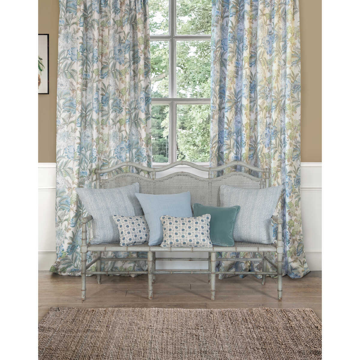 Summer Peony - Aqua - G P & J BAKER Fabric