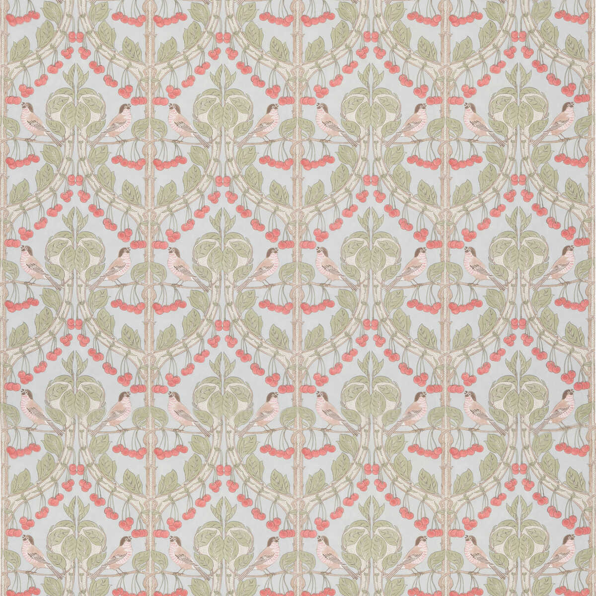 Birds & Cherries Cotton - Soft Blue - G P & J BAKER Fabric