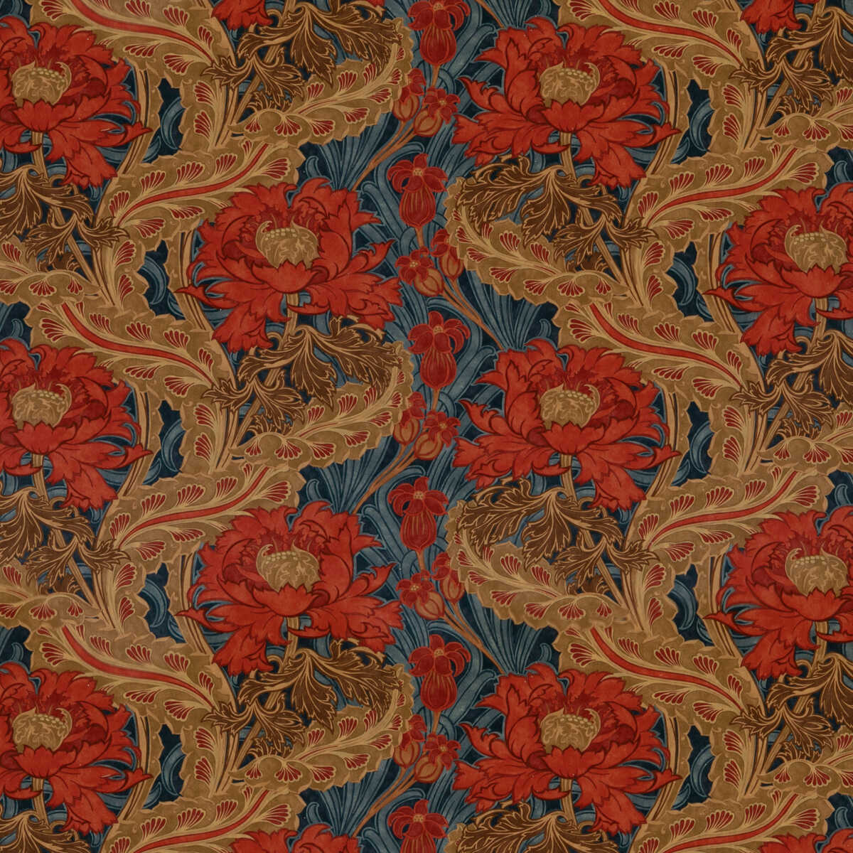 Brantwood Velvet - Red/Blue - G P & J BAKER Fabric