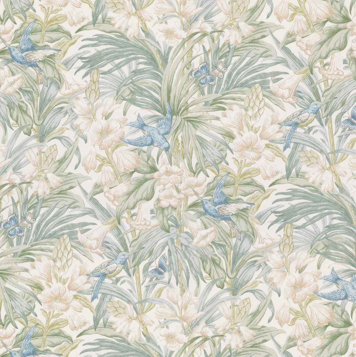 Bp1097630 Trumpet Flowers Cotton Blue Green G P J Baker Fabric