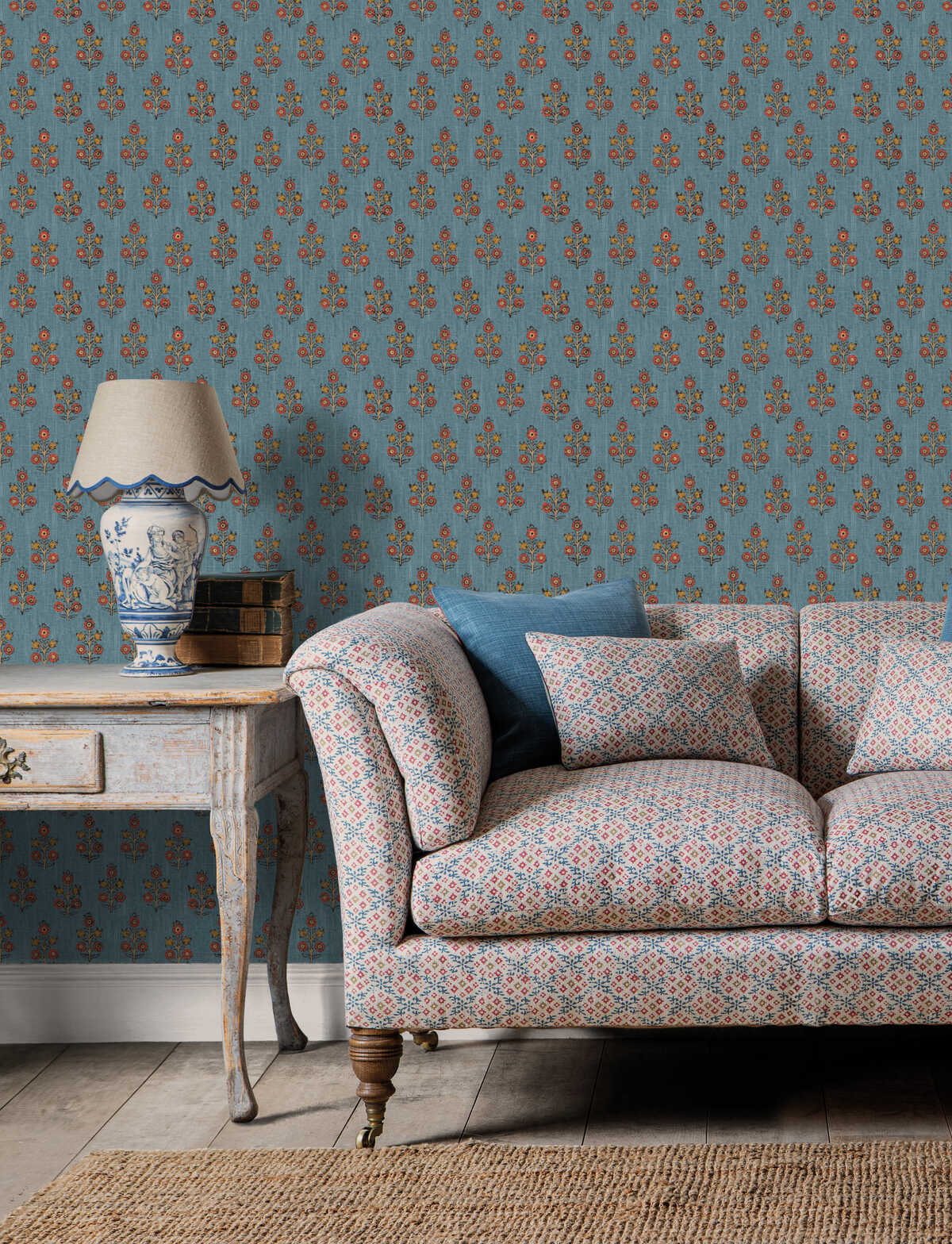 Grantly - Indigo/Red - G P & J BAKER Fabric