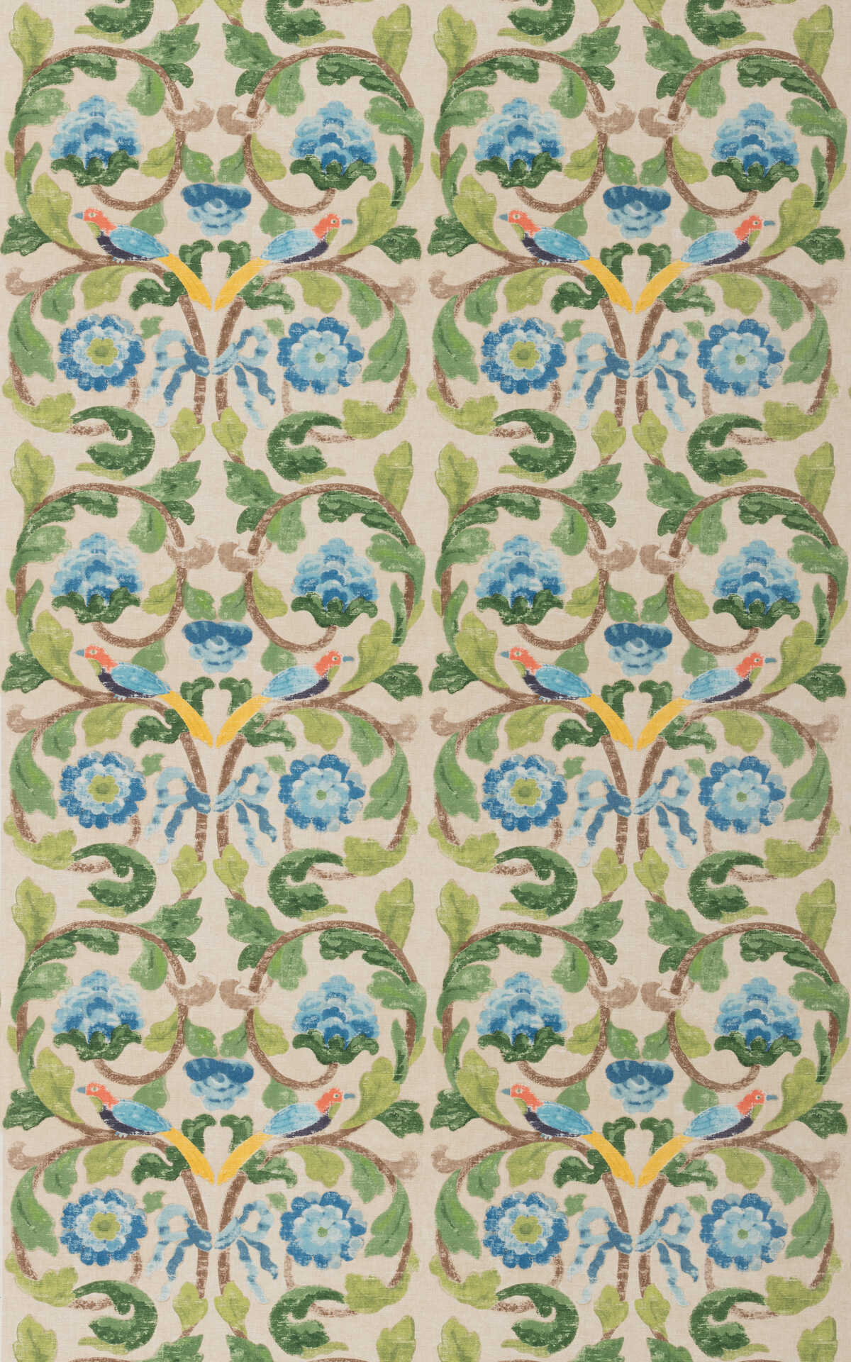Tudor Rose - Blue/Green - G P & J BAKER Fabric