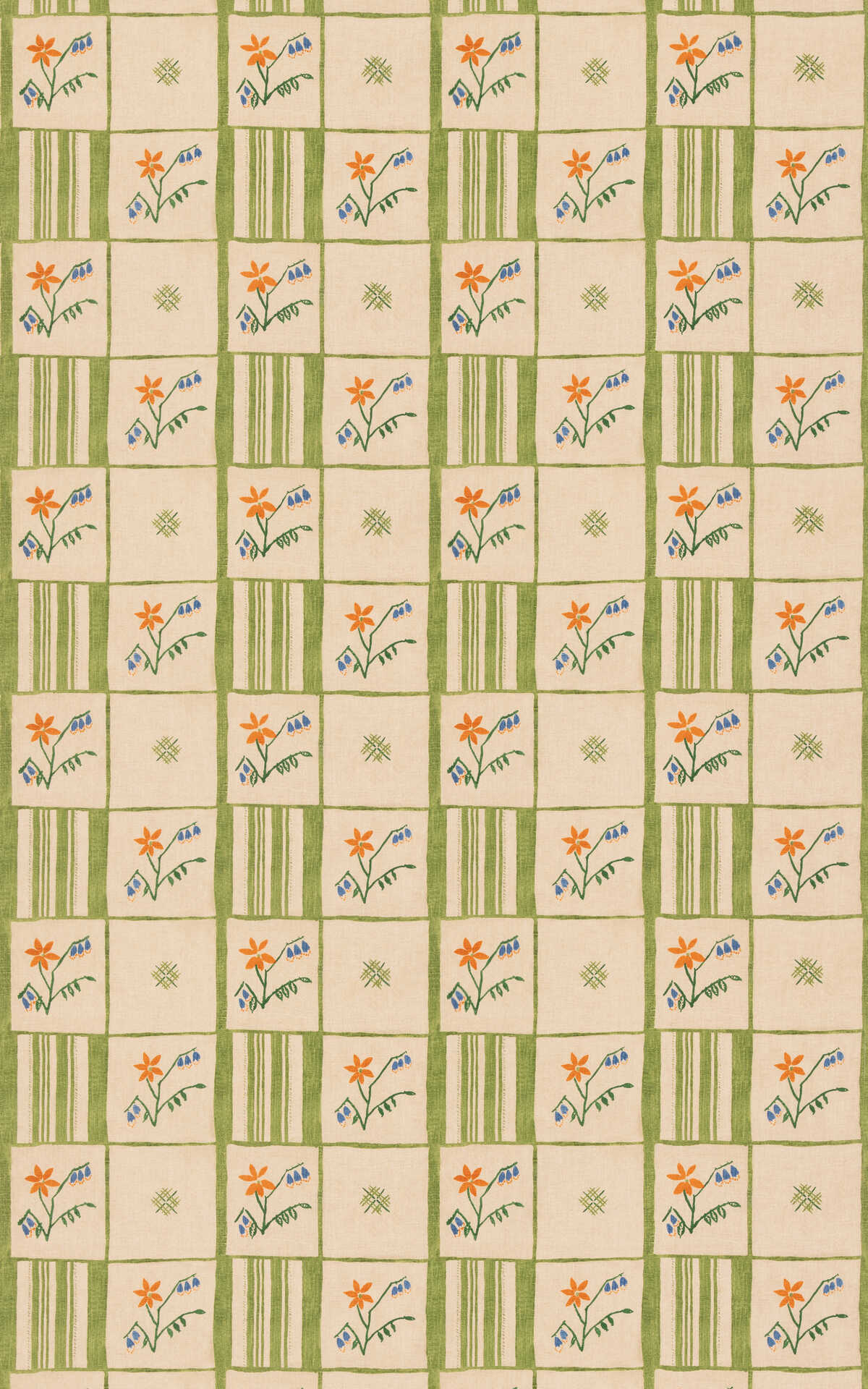 Forget-Me-Not - Green - G P & J BAKER Fabric