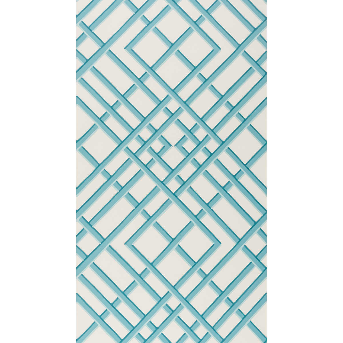 Treillage Sidewall - Aqua - BRUNSCHWIG & FILS Wallpaper