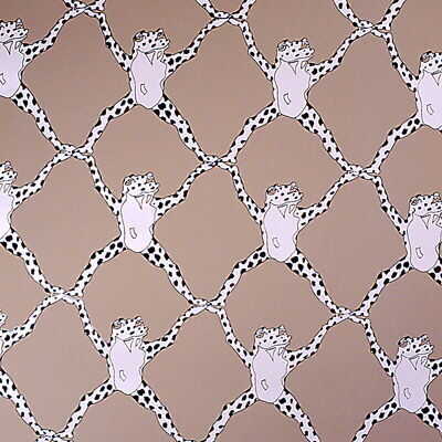 Frog Treillage On Vinyl - Mushroom - BRUNSCHWIG & FILS Wallpaper