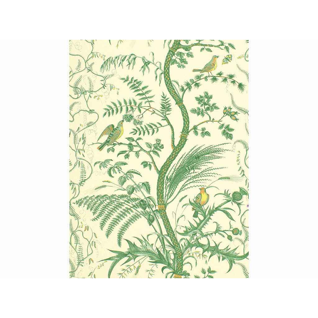 Br695184350 Bird And Thistle Green Brunschwig Fils Wallpaper - BRUNSCHWIG & FILS Wallpaper
