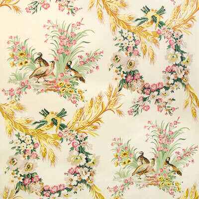 Br7035300 Les Perdrix Glazed Chintz Red Blue Green Cream Brunschwig Fils Fabric