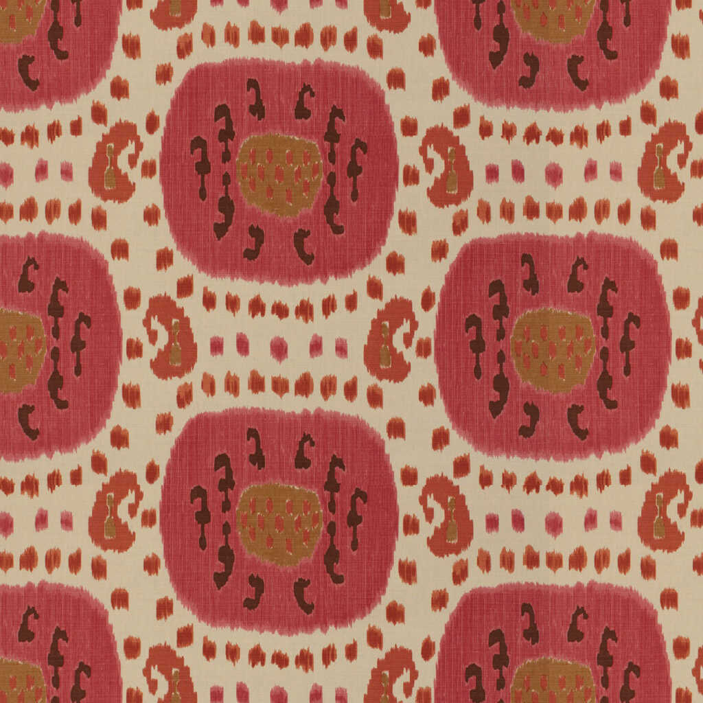 Samarkand Cotton And Linen Print - Dusty Rose/Rust - BRUNSCHWIG & FILS Fabric