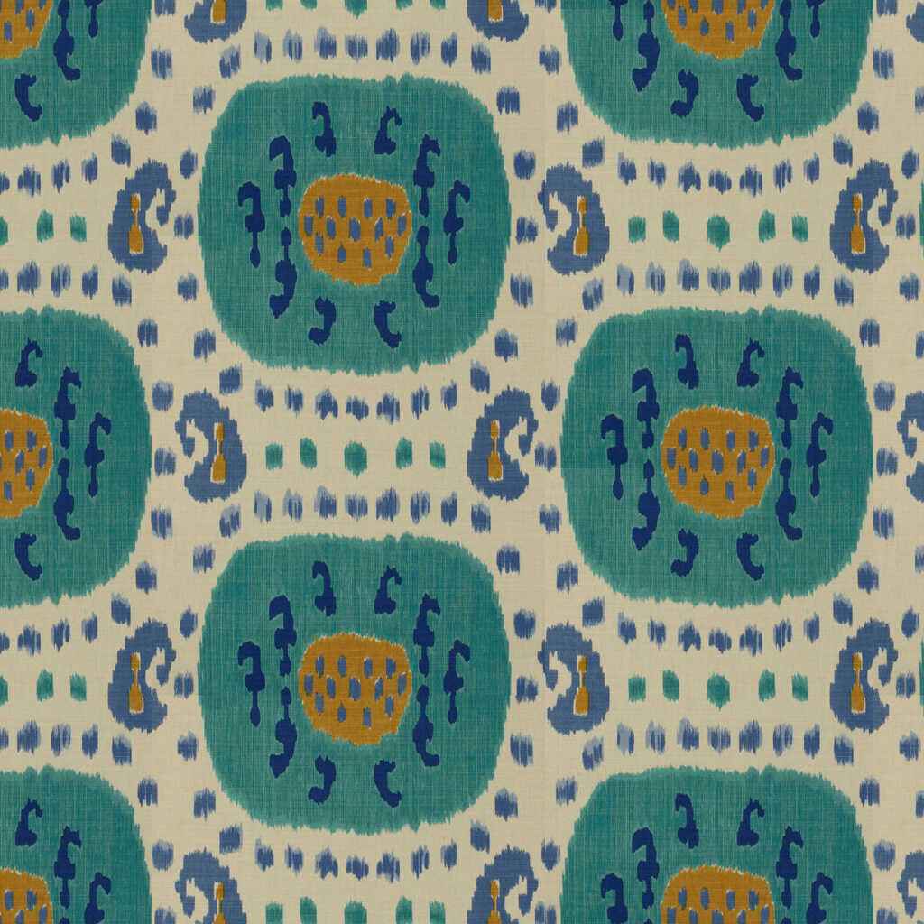 Br711102480 Samarkand Cotton And Linen Print Aqua Blue Brunschwig Fils Fabric