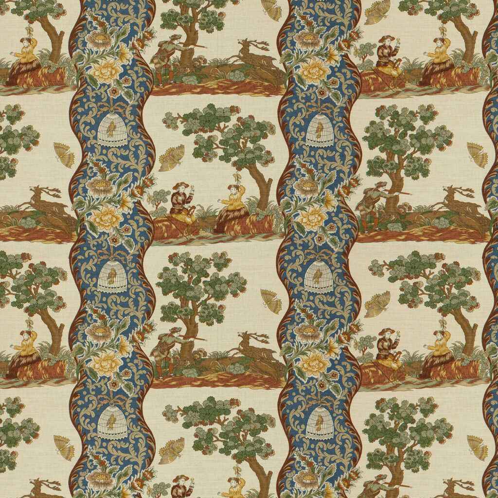 Br715572220 Plougastel Linen Cotton Print Blue Brunschwig Fils Fabric