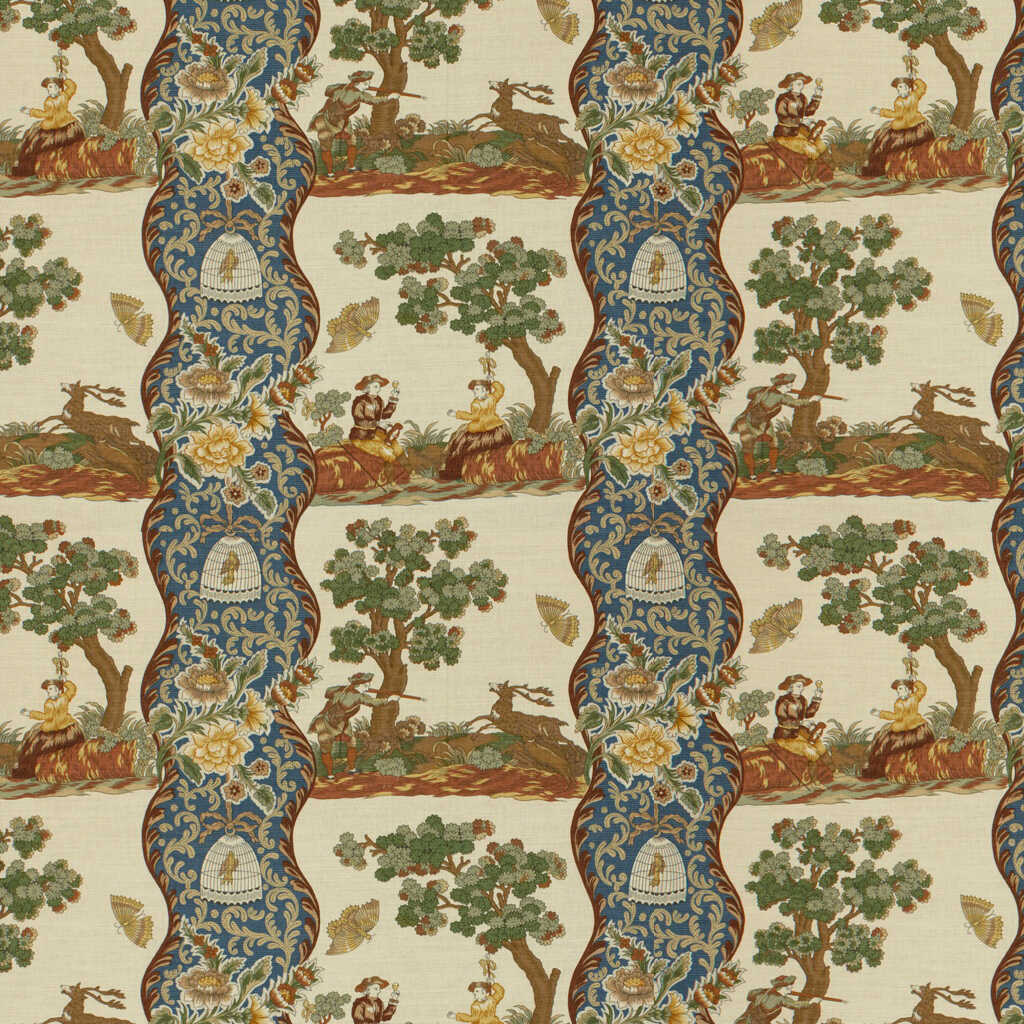 Plougastel Linen & Cotton Print - Blue - BRUNSCHWIG & FILS Fabric
