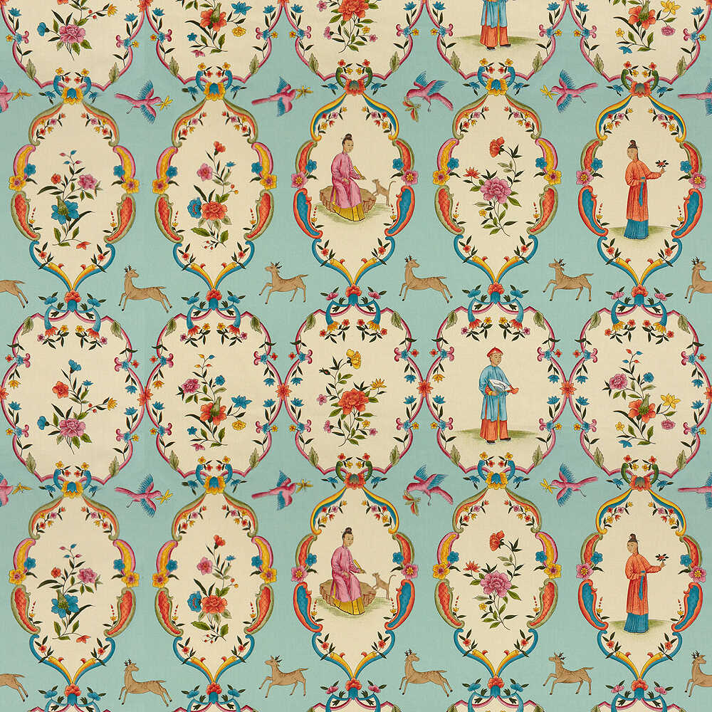 Geisha - Sky/Rose - BRUNSCHWIG & FILS Fabric