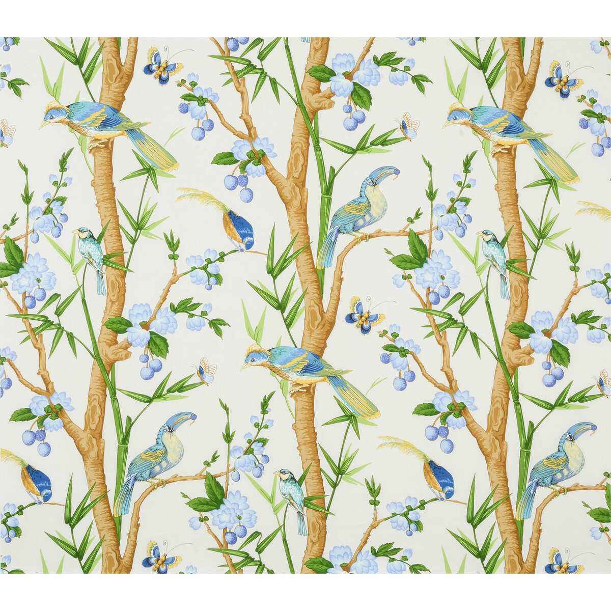 Br716221400 Toucans Aqua Blue Brunschwig Fils Fabric - BRUNSCHWIG & FILS Fabric