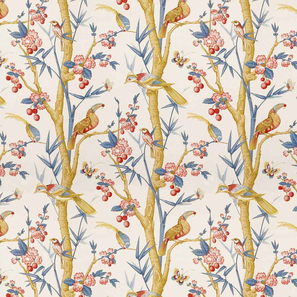 Br716222480 Toucans Berry Slate Brunschwig Fils Fabric