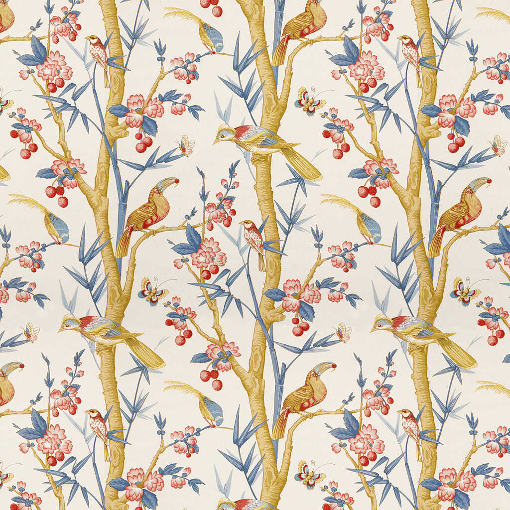 Toucans - Berry/Slate - BRUNSCHWIG & FILS Fabric