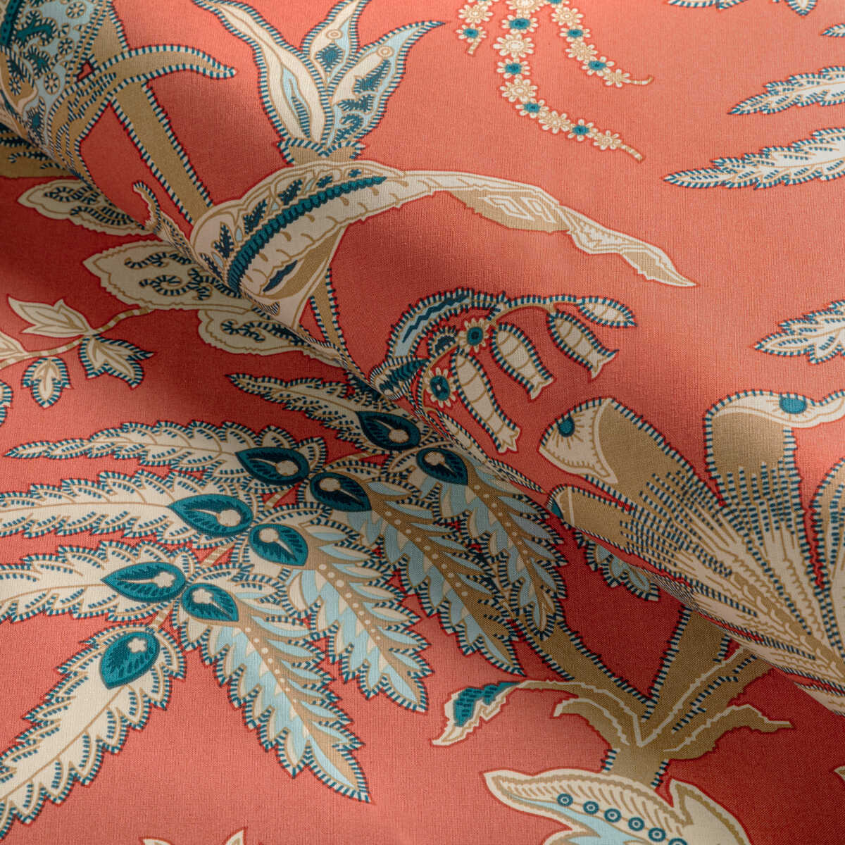 Seychelles Cotton Print - Coral - BRUNSCHWIG & FILS Fabric