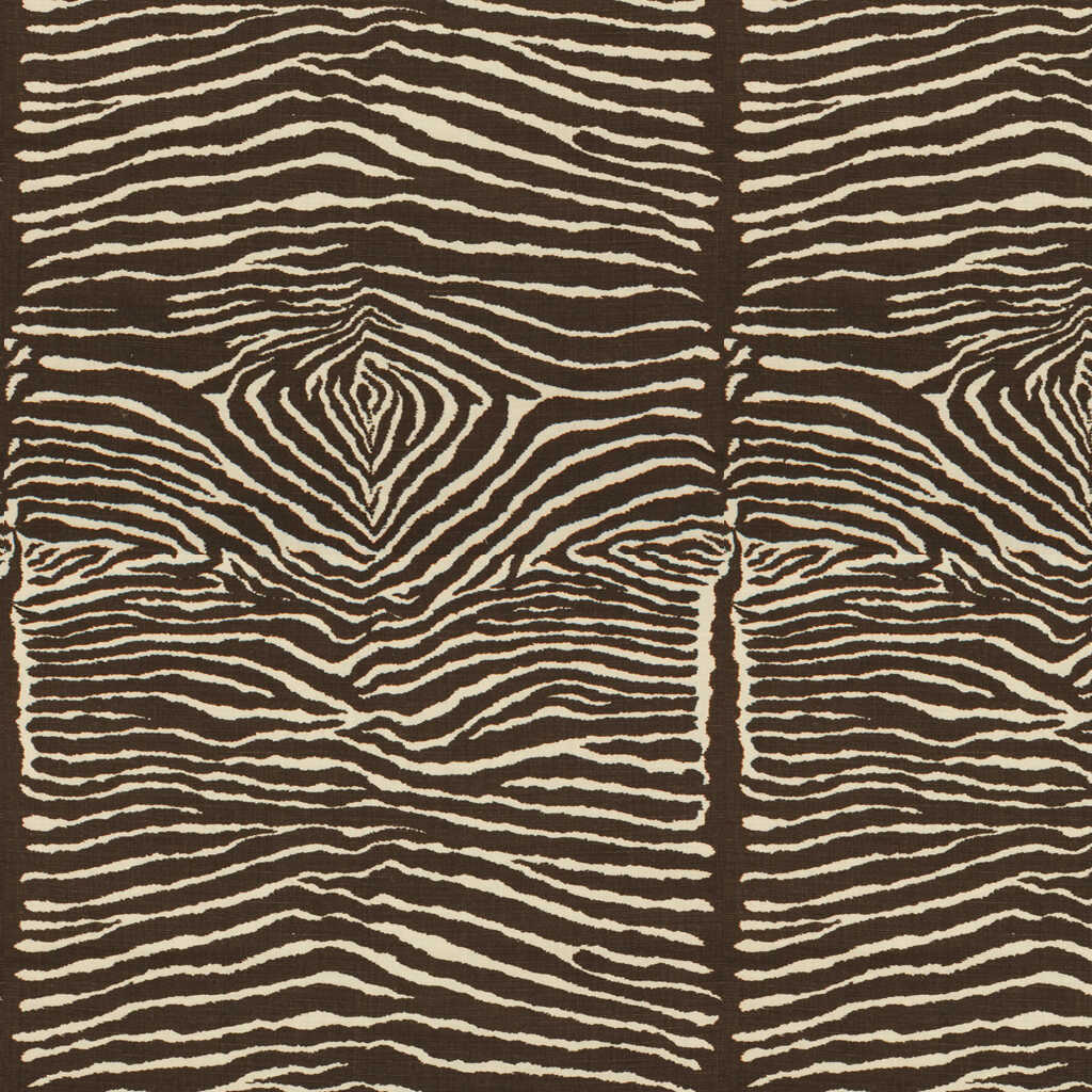 Le Zebre Linen Print - Charcoal Brown And White - BRUNSCHWIG & FILS Fabric