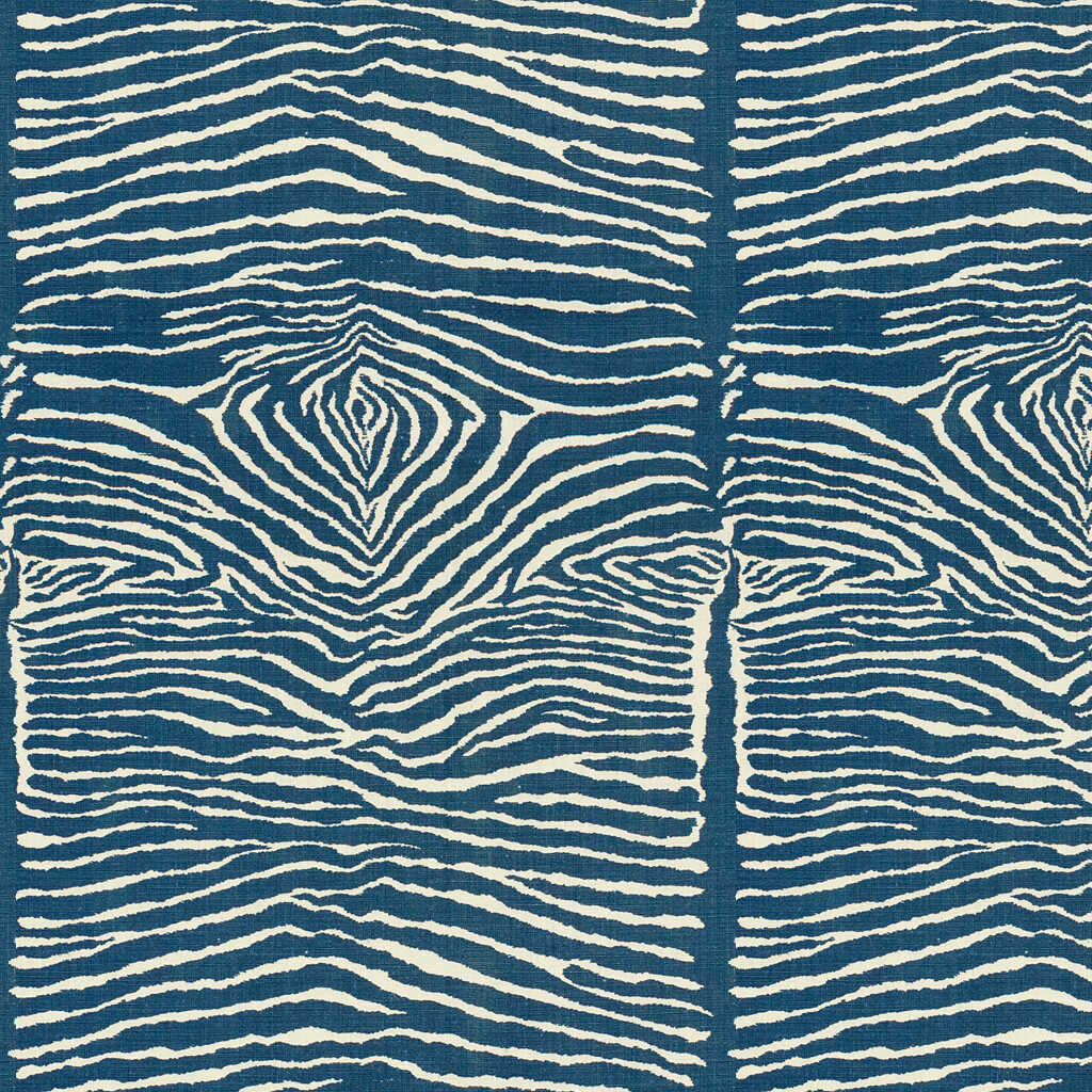 Le Zebre Linen Print - Indigo - BRUNSCHWIG & FILS Fabric