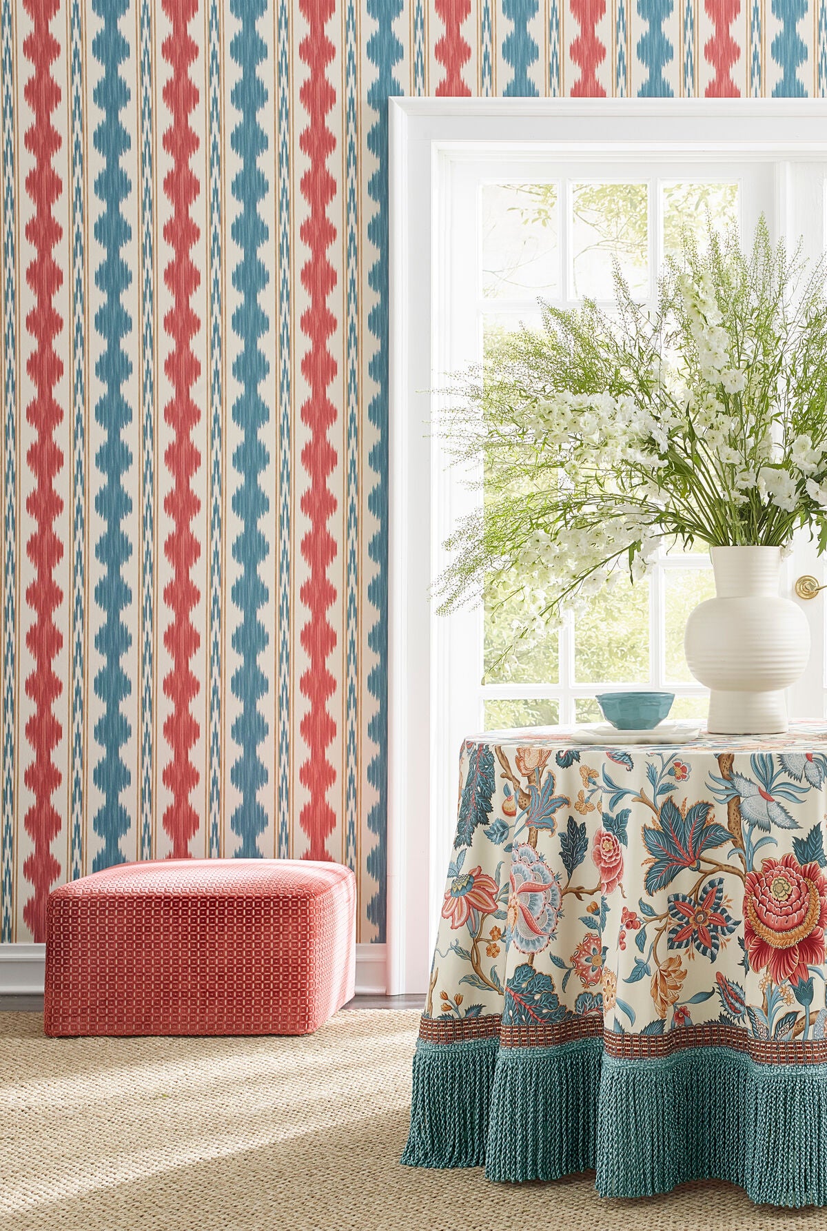 Nizam Cotton Print - Red/Blue - Brunschwig & Fils Fabric