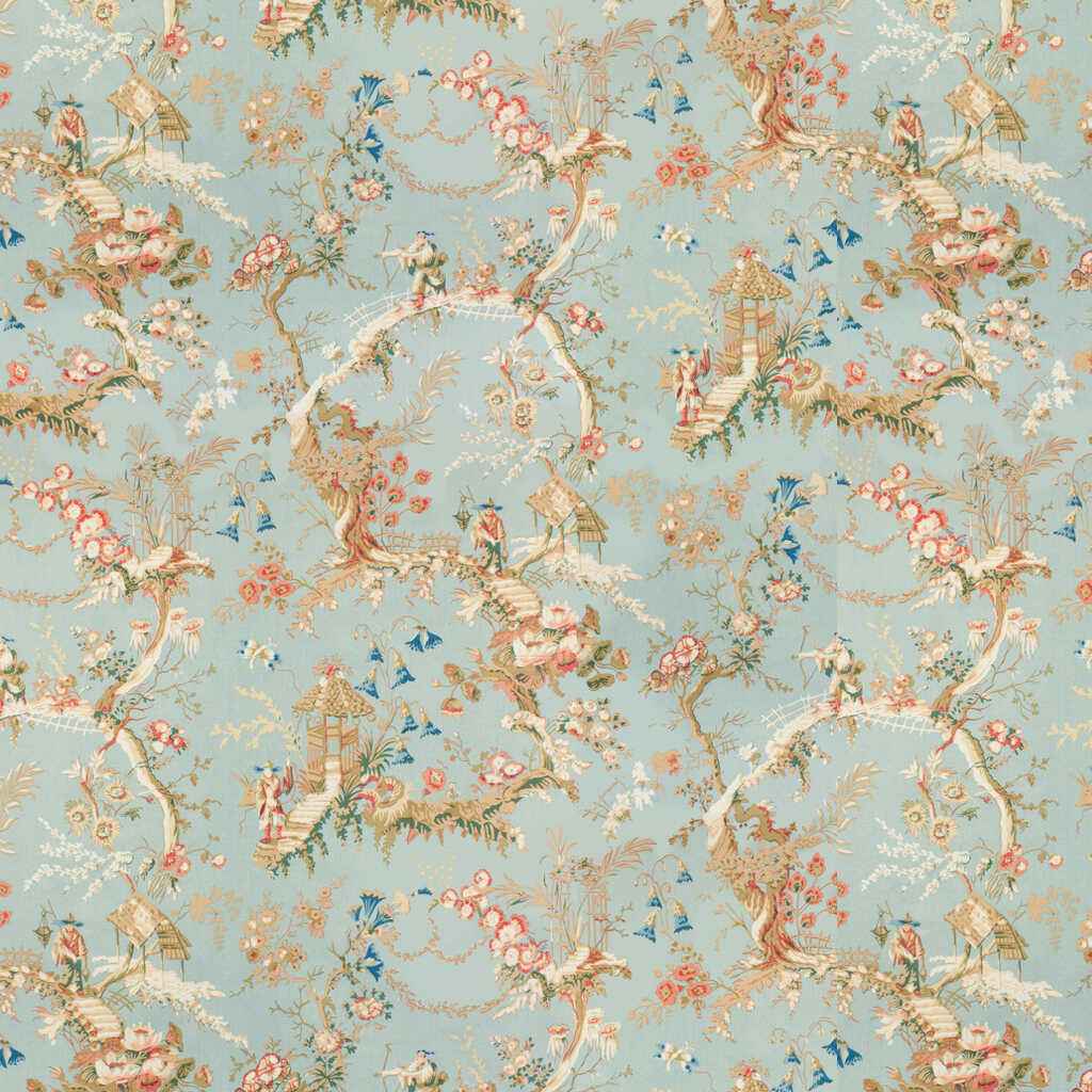 Br793972070 Chinese Landscape Cotton Print Sky Blue Brunschwig Fils Fabric