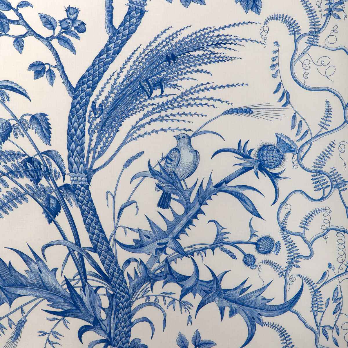 Br794312220 Bird And Thistle Cotton Print Blue Brunschwig Fils Fabric