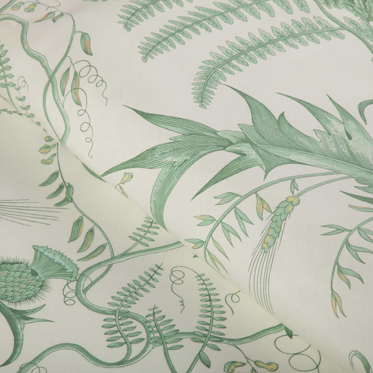 Bird And Thistle Cotton Print - Green - BRUNSCHWIG & FILS Fabric