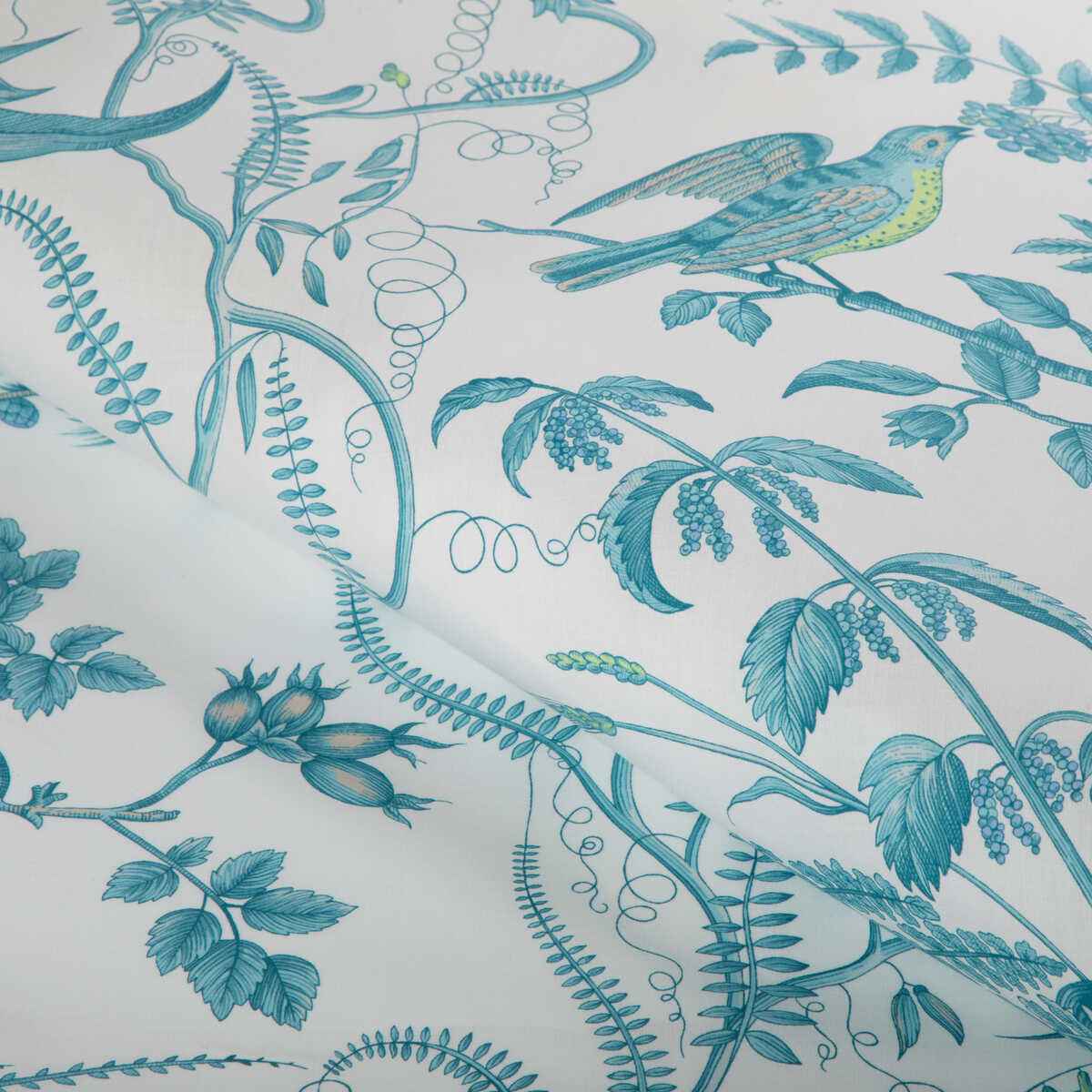 Br794315130 Bird And Thistle Cotton Print Aqua Brunschwig Fils Fabric - BRUNSCHWIG & FILS Fabric