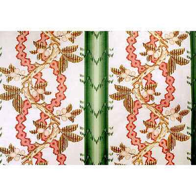 Br795104490 Josselin Cotton And Linen Print Cypress And Coral Brunschwig Fils Fabric - BRUNSCHWIG & FILS Fabric