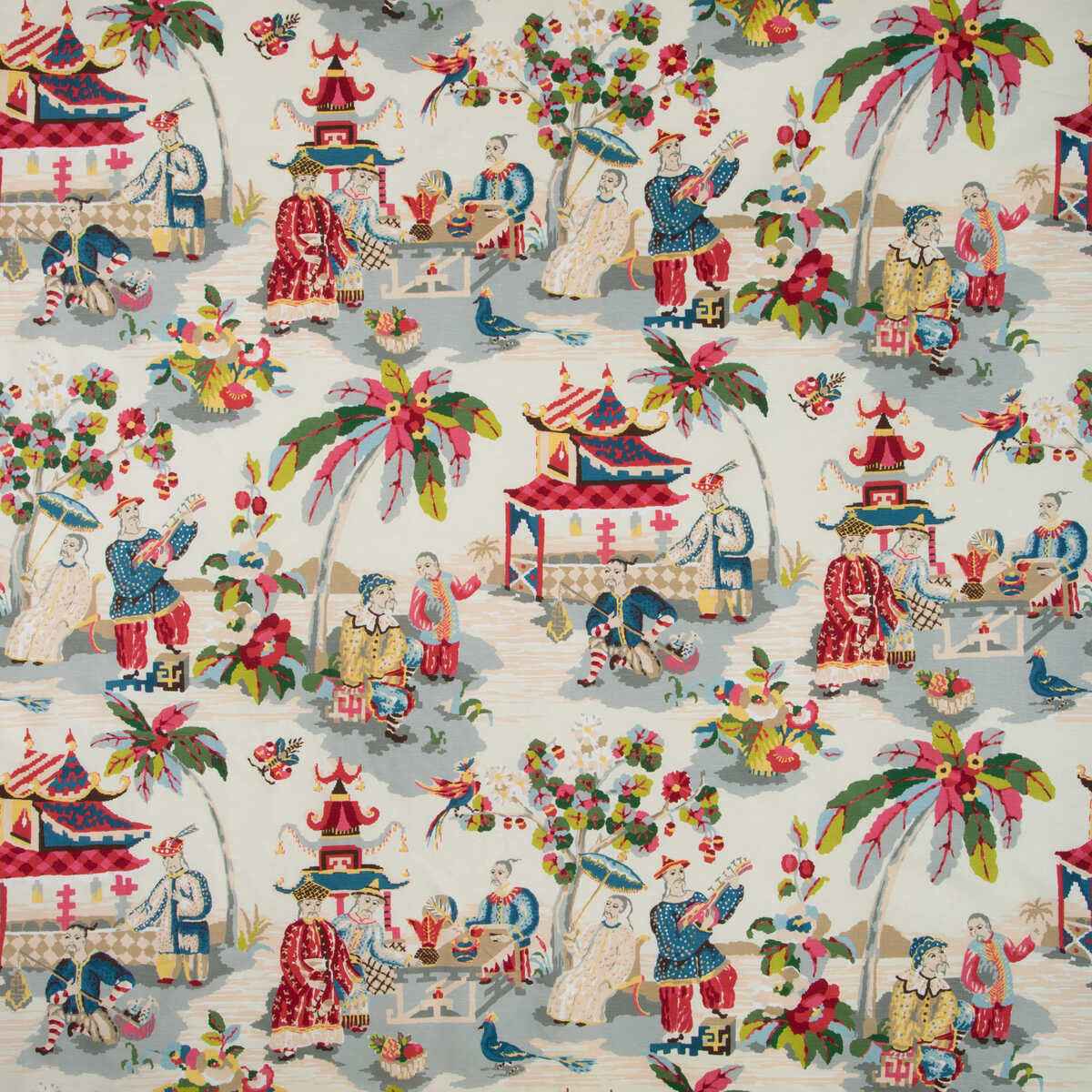 Br796011570 Xian Linen Cotton Print Prussian Red Brunschwig Fils Fabric