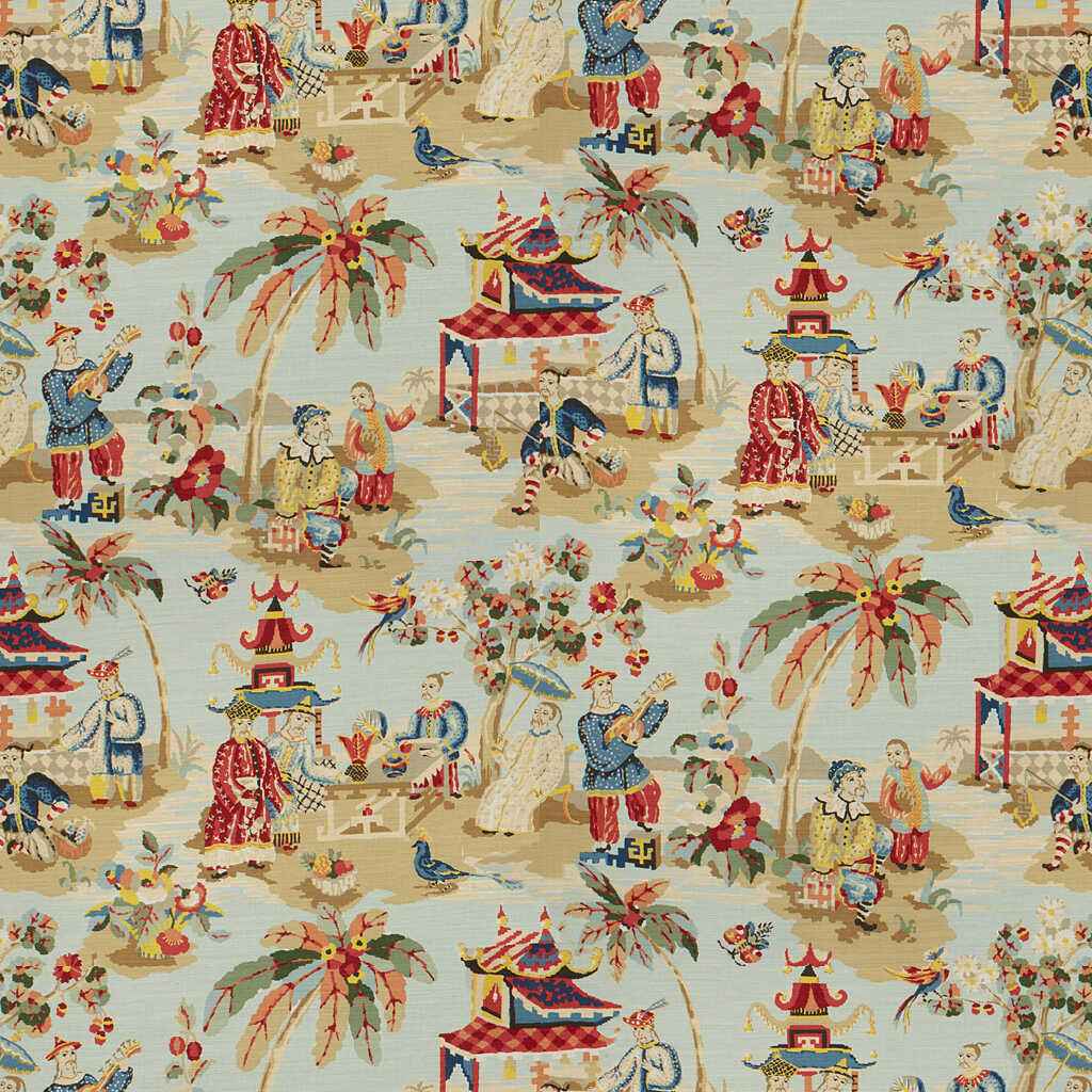 Br796012070 Xian Linen Cotton Print Sky Brunschwig Fils Fabric