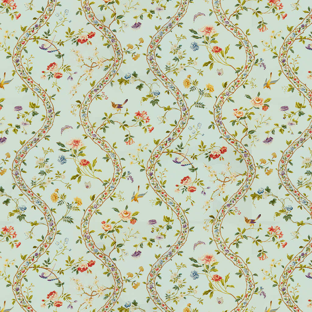 Silk Road Cotton Print - Opal - BRUNSCHWIG & FILS Fabric