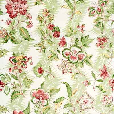 Br797896340 Monsoon Floral Linen Cotton Print Coral Lettuce Brunschwig Fils Fabric