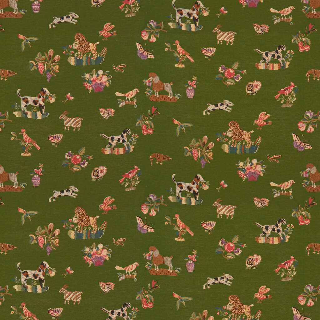Br894774280 Animalitos Woven Tapestry Patio Green Brunschwig Fils Fabric - BRUNSCHWIG & FILS Fabric