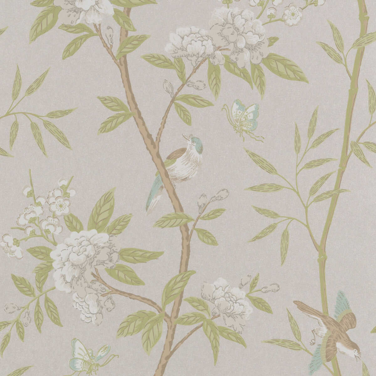 Peony & Blossom - Ivory/Willow - G P & J BAKER Wallpaper